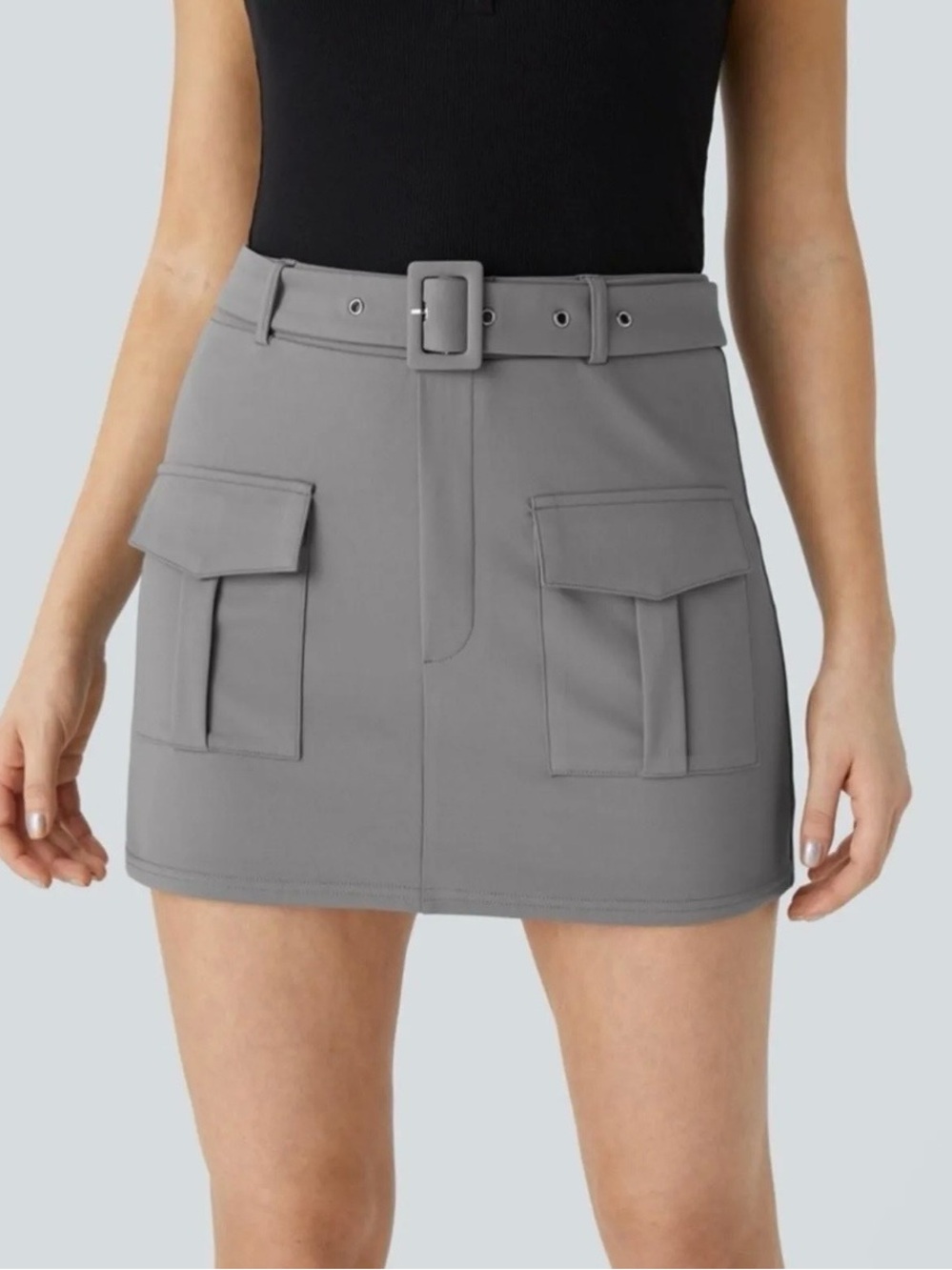 HALARA High Waisted Belted Flap Pocket Mini Cargo Skort